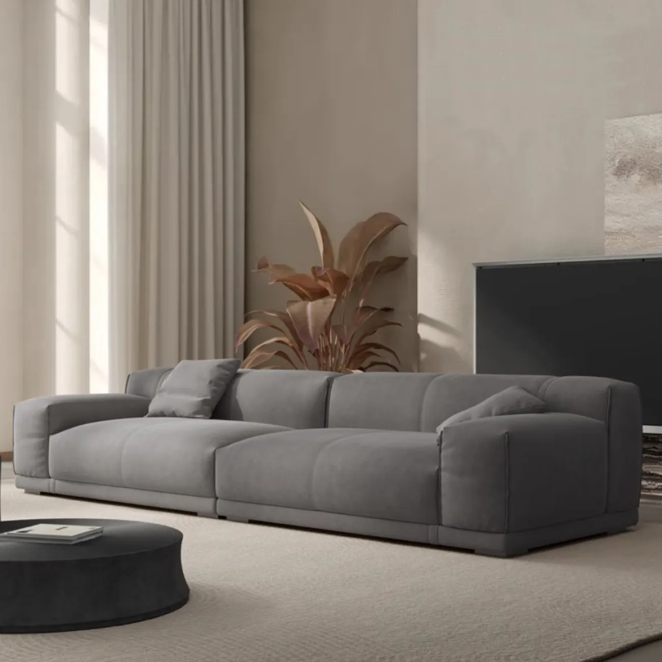 Прямой тканевый диван в стиле Ваби-саби KBOOS 35787-29 Прямой тканевый диван в стиле Ваби-саби KBOOS 35787-29