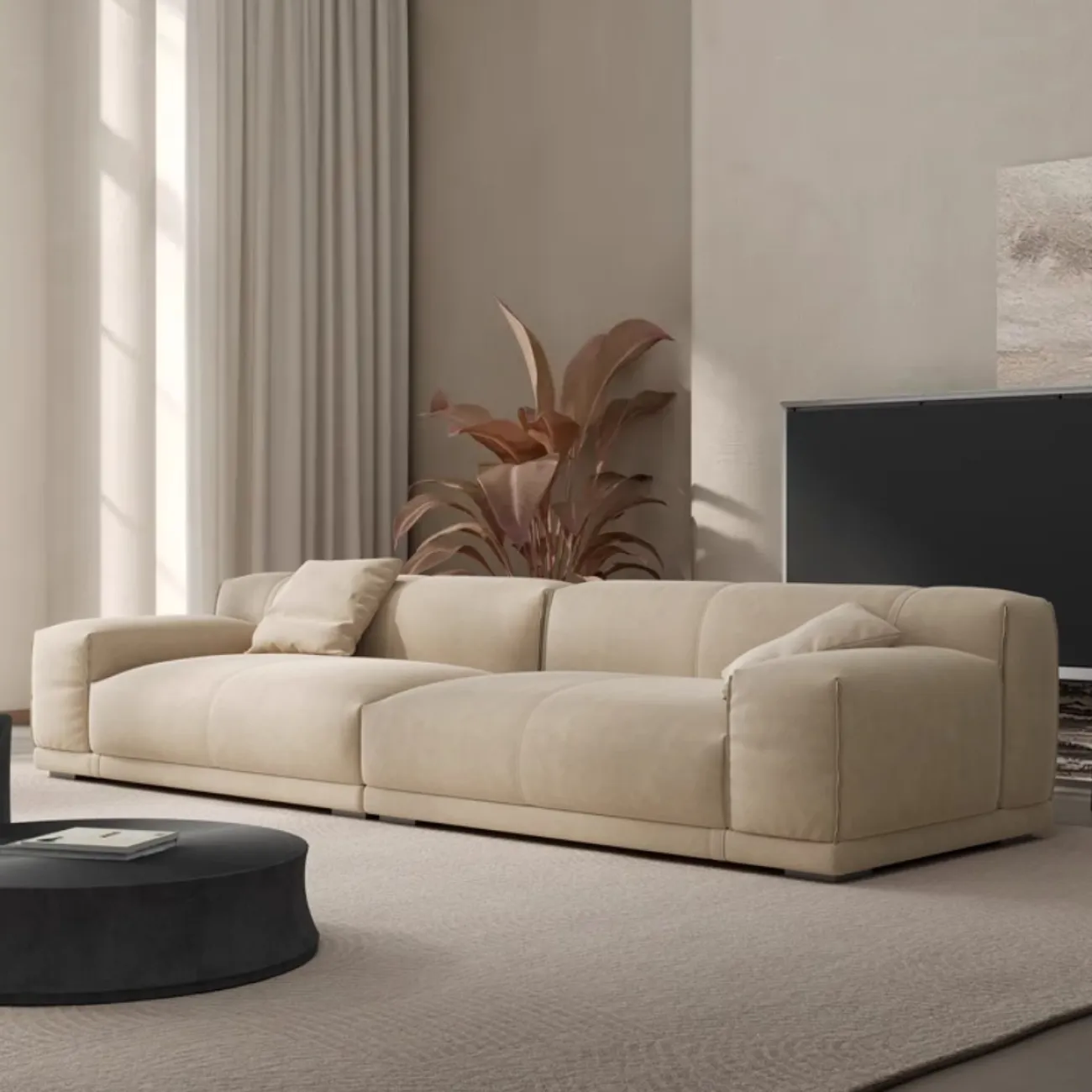 Прямой тканевый диван в стиле Ваби-саби KBOOS 35787-29 Прямой тканевый диван в стиле Ваби-саби KBOOS 35787-29