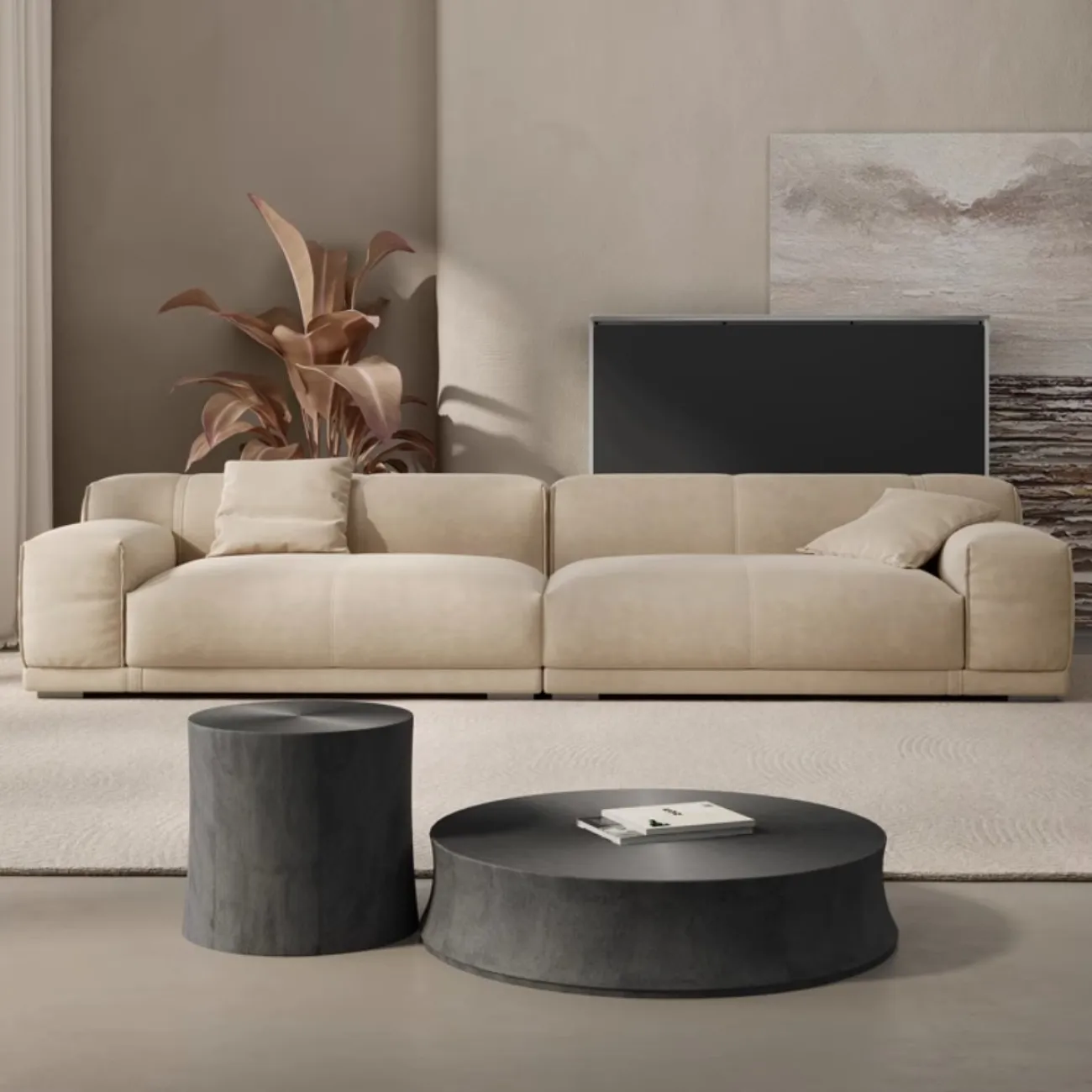 Прямой тканевый диван в стиле Ваби-саби KBOOS 35787-29 Прямой тканевый диван в стиле Ваби-саби KBOOS 35787-29