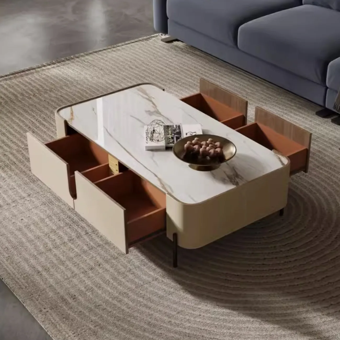 Роскошный журнальный столик из седельной кожи KBOOS 35788-29 Роскошный журнальный столик из седельной кожи KBOOS 35788-29