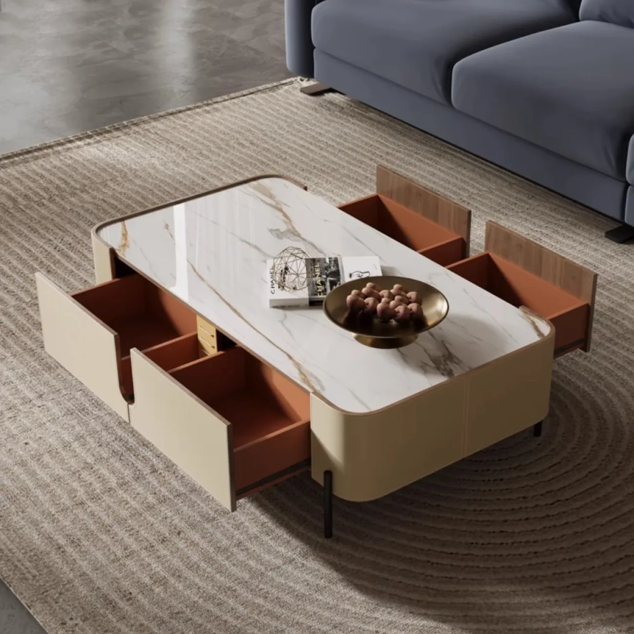 Роскошный журнальный столик из седельной кожи KBOOS 35788-29 Роскошный журнальный столик из седельной кожи KBOOS 35788-29