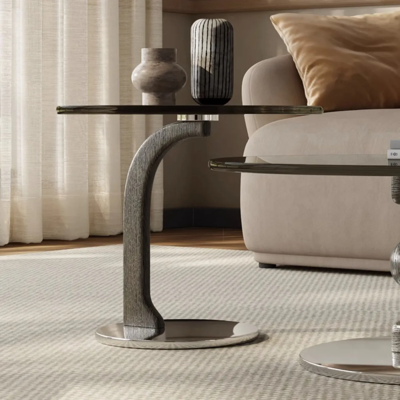 Роскошный стеклянный журнальный столик из ясеня KBOOS 35790-29 Роскошный стеклянный журнальный столик из ясеня KBOOS 35790-29