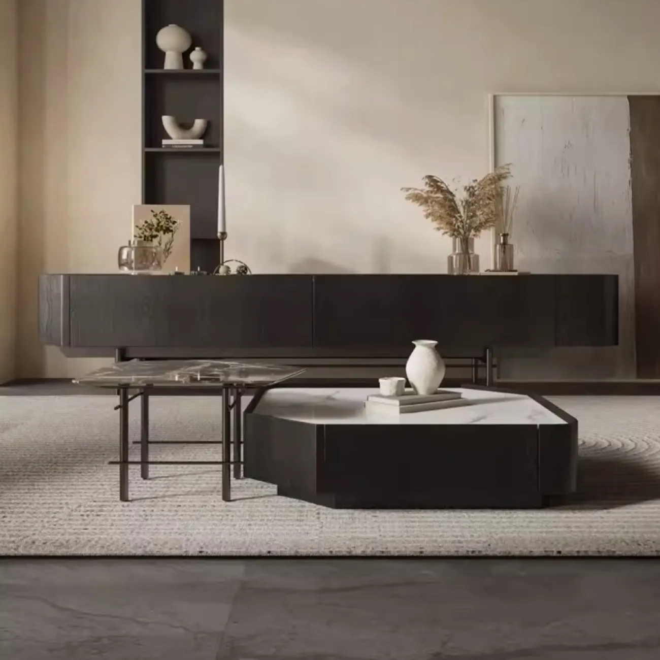 ТВ-шкаф из каменной плиты в стиле Ваби-саби KBOOS 35791-29