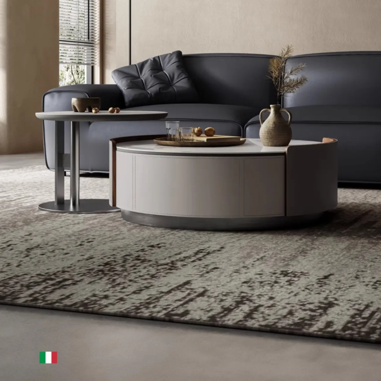 Дизайнерский круглый журнальный столик из каменной плиты KBOOS 35796-29 Дизайнерский круглый журнальный столик из каменной плиты KBOOS 35796-29