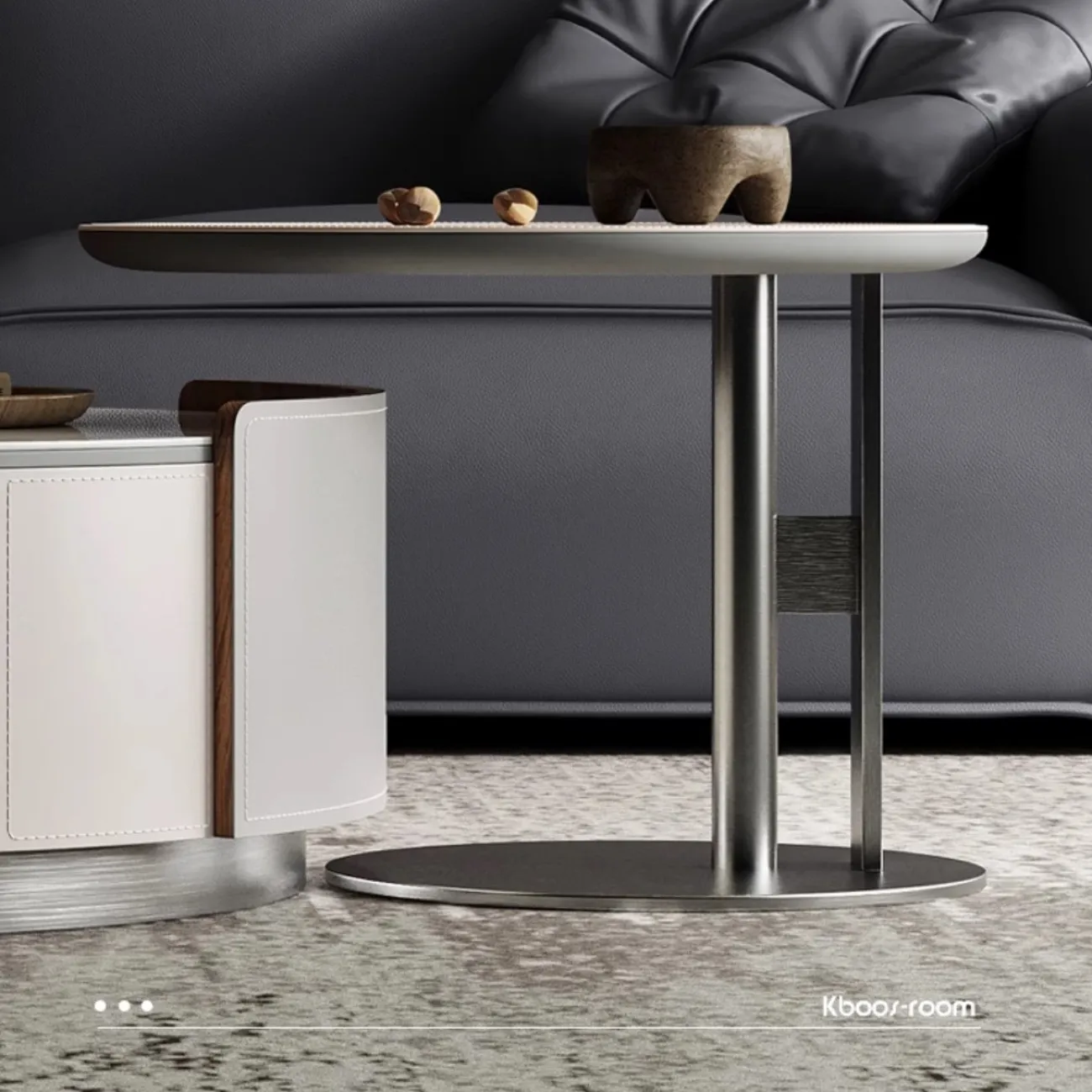 Дизайнерский круглый журнальный столик из каменной плиты KBOOS 35796-29 Дизайнерский круглый журнальный столик из каменной плиты KBOOS 35796-29