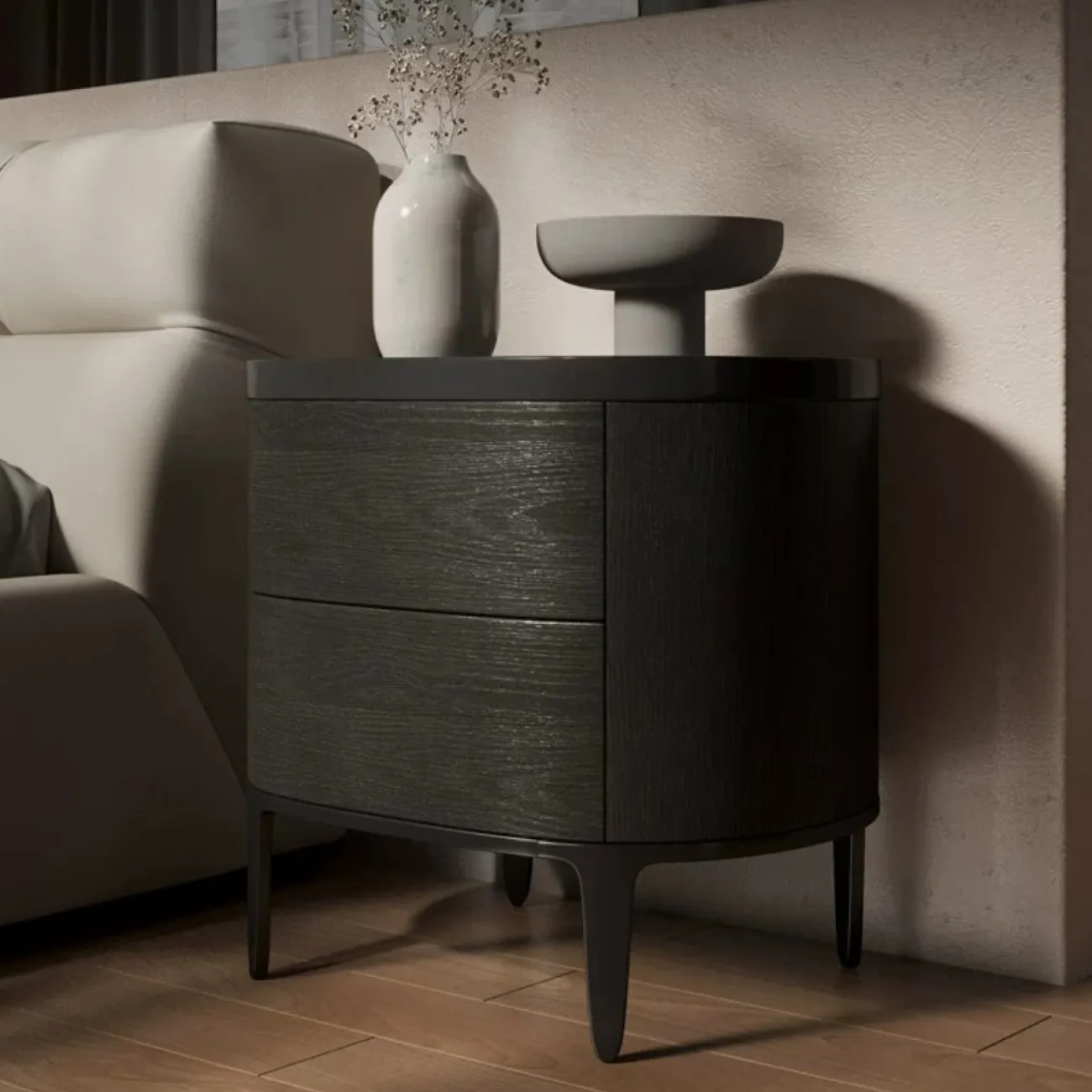 Овальная прикроватная тумбочка для хранения вещей KBOOS 35797-29