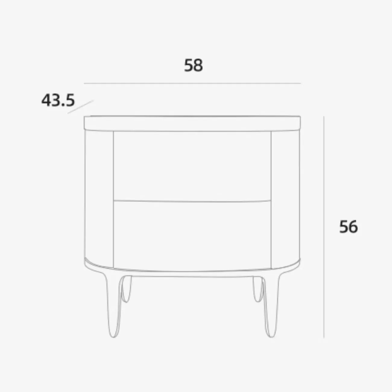 Овальная прикроватная тумбочка для хранения вещей KBOOS 35797-29