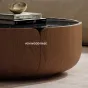 Круглый журнальный столик из орехового дерева и мрамора  KBOOS 35798-29