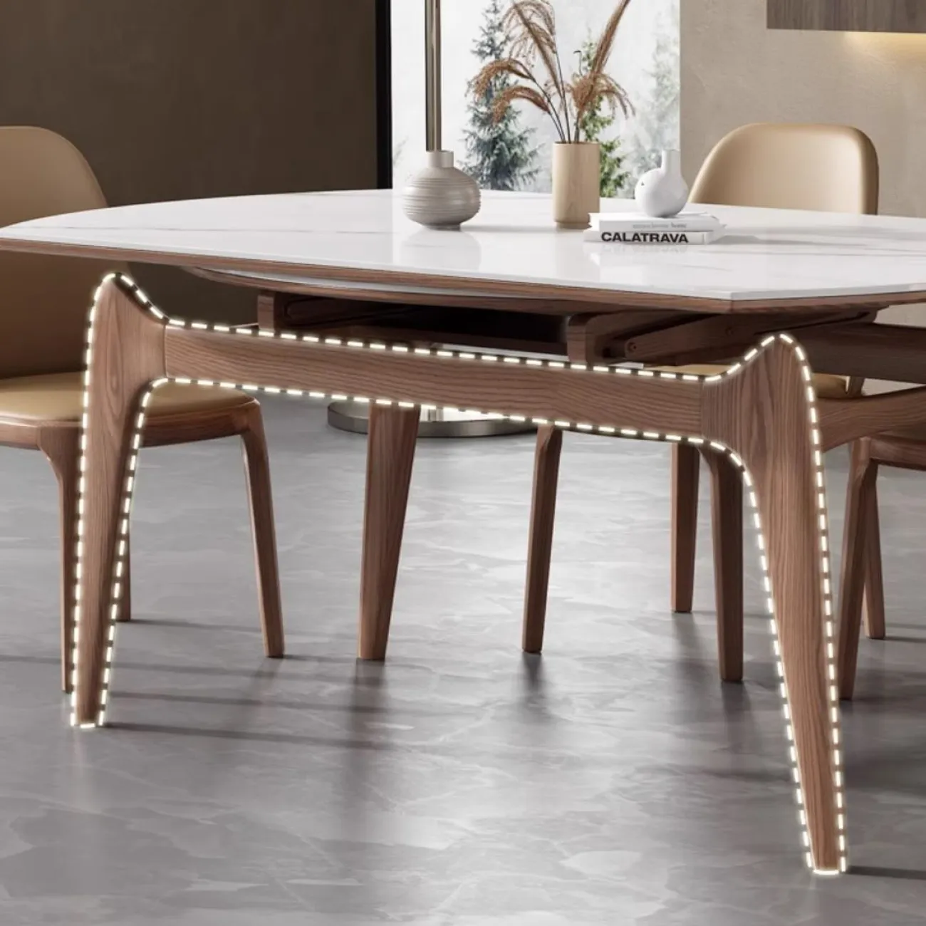 Выдвижной обеденный стол из каменной плиты LanLan 35905-29