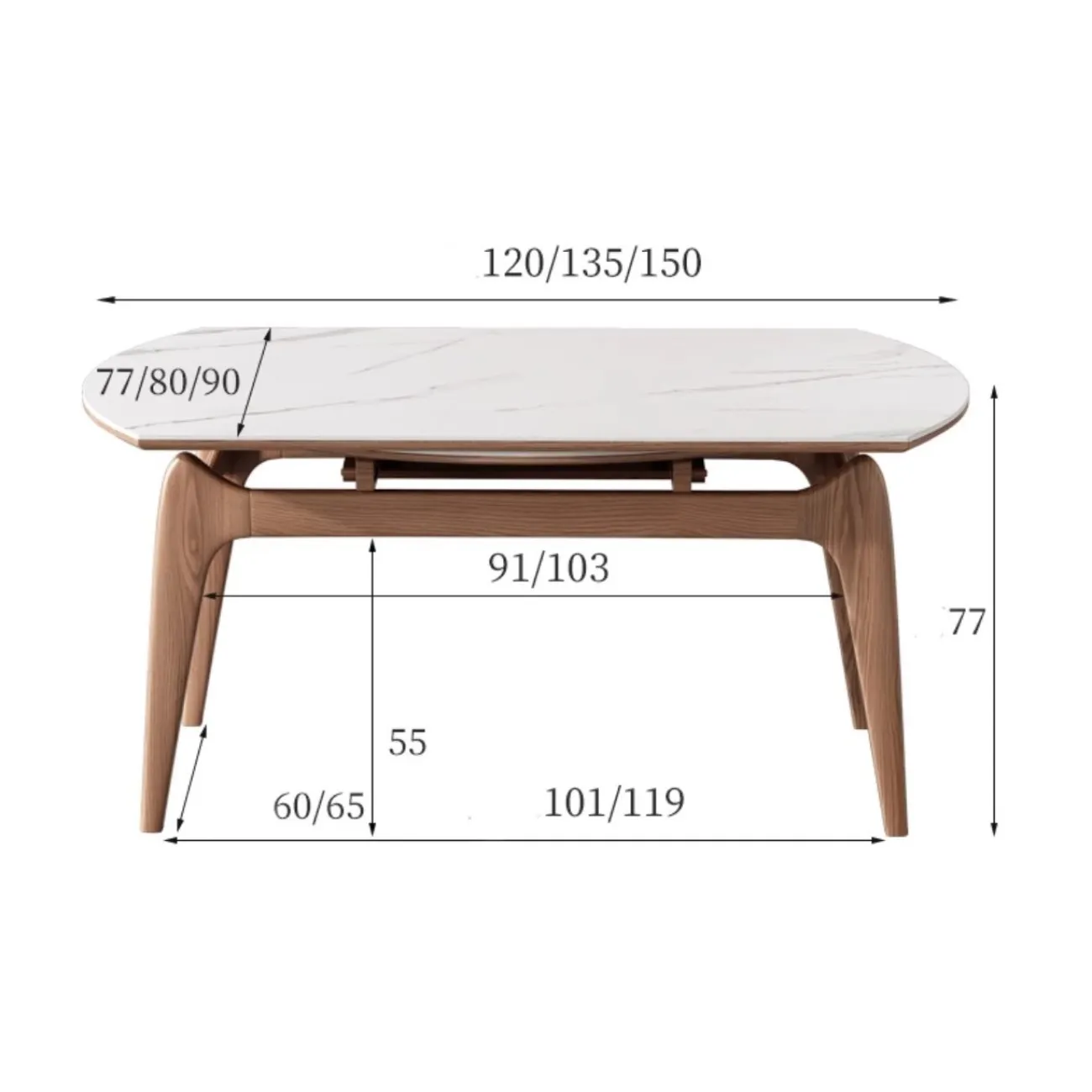 Выдвижной обеденный стол из каменной плиты LanLan 35905-29