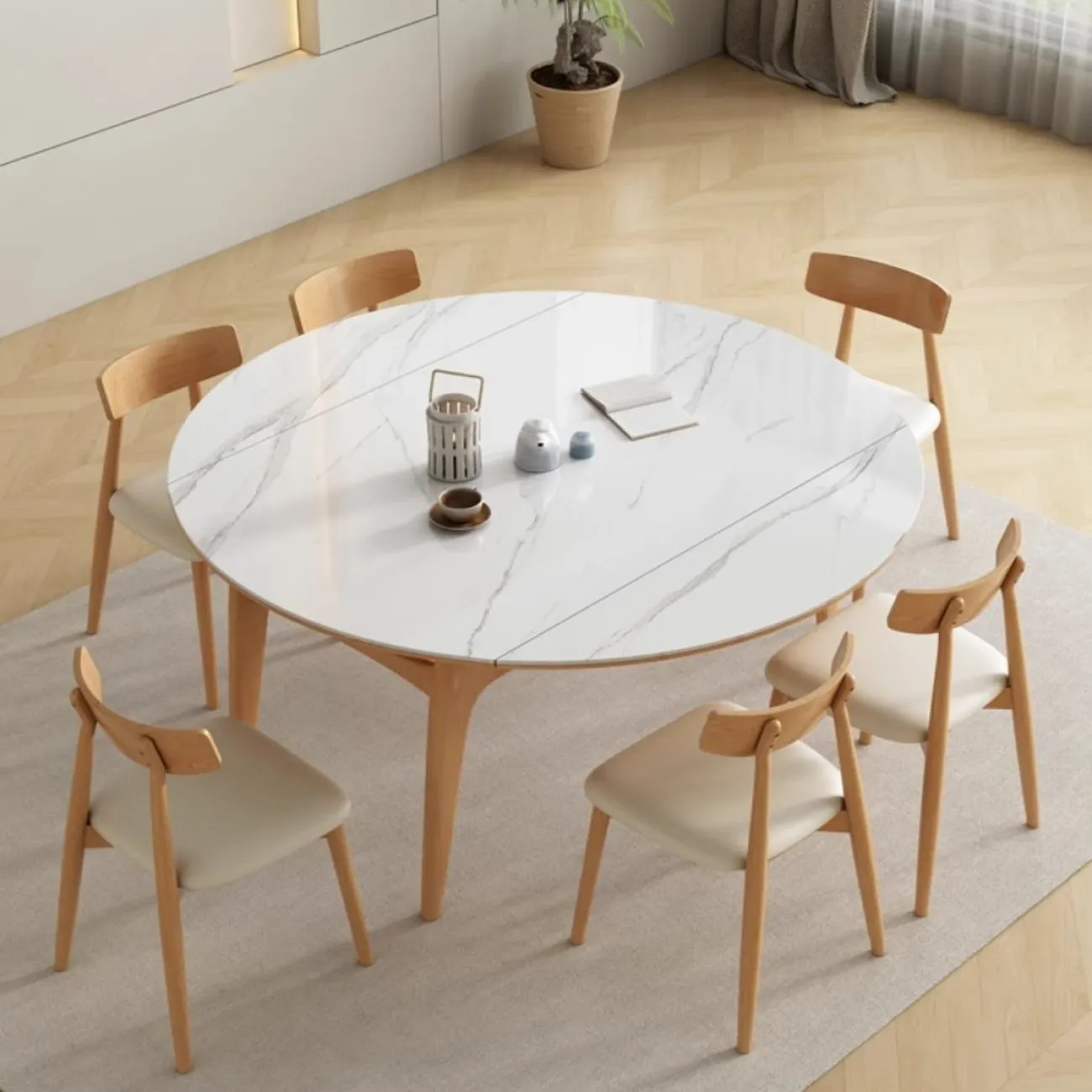 Выдвижной обеденный стол из каменной плиты LanLan 35906-29