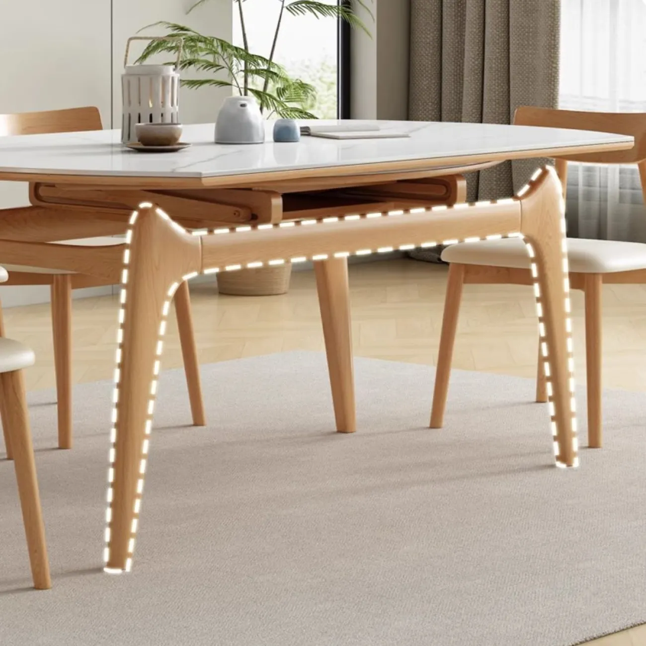 Выдвижной обеденный стол из каменной плиты LanLan 35906-29