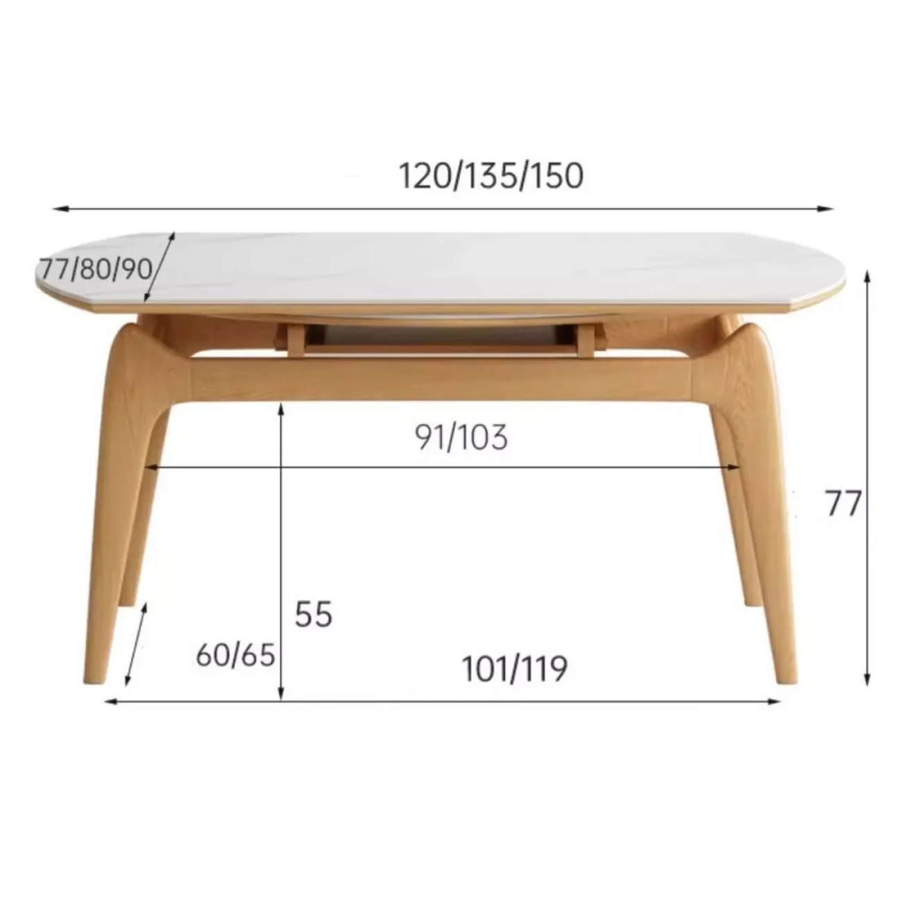 Выдвижной обеденный стол из каменной плиты LanLan 35906-29