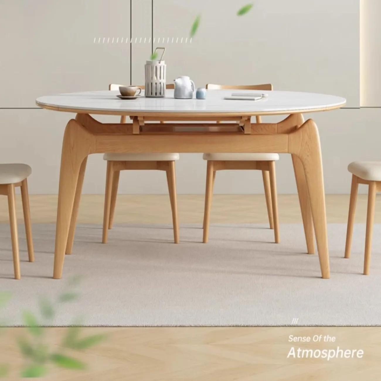 Выдвижной обеденный стол из каменной плиты LanLan 35906-29