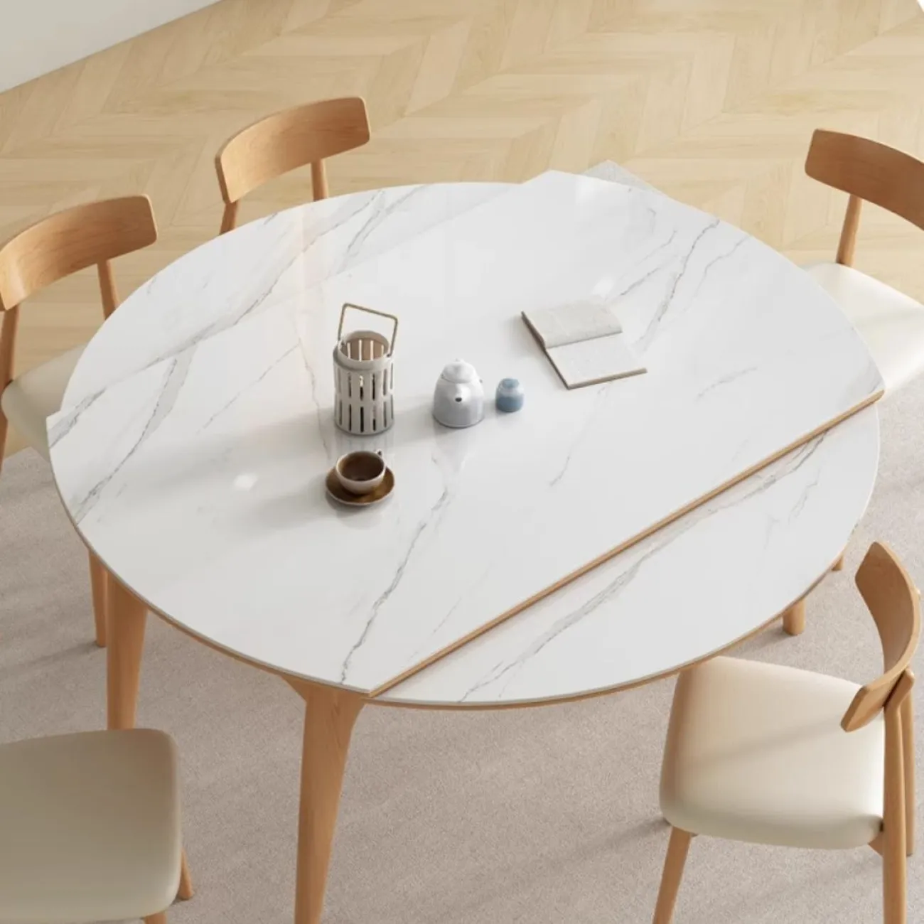 Выдвижной обеденный стол из каменной плиты LanLan 35906-29