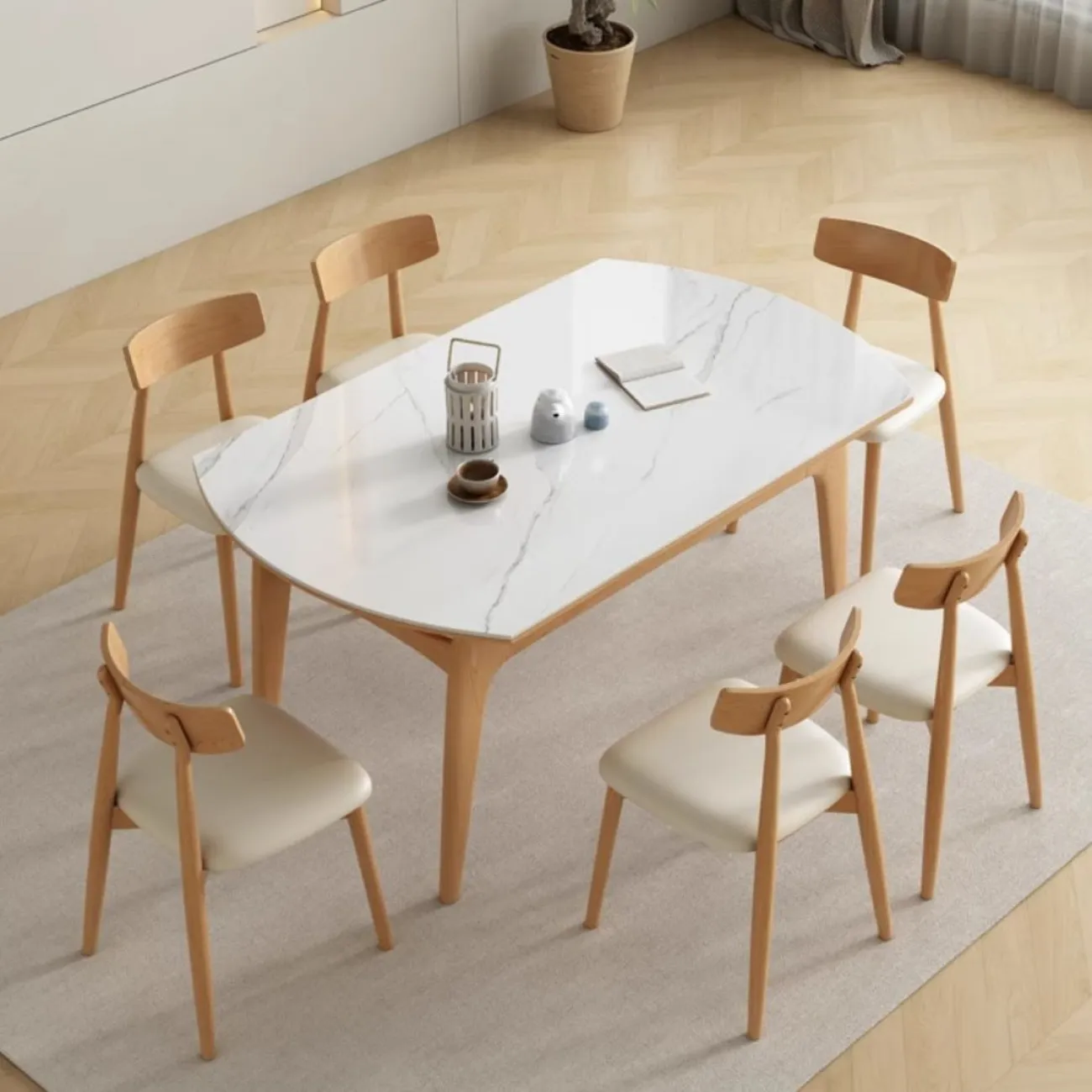 Выдвижной обеденный стол из каменной плиты LanLan 35906-29