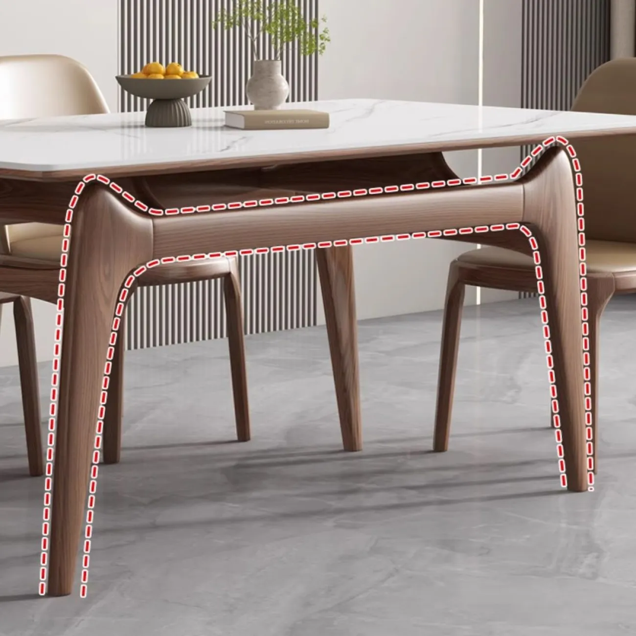 Скандинавский мраморный обеденный стол из массива дерева  LanLan 35907-29