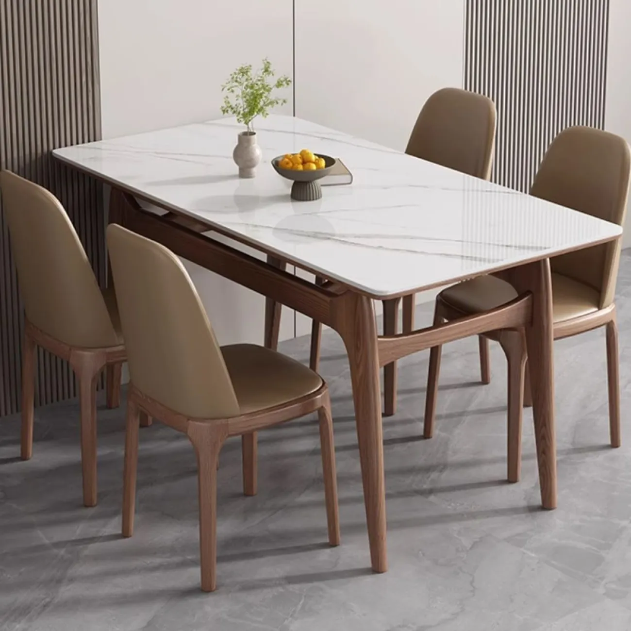 Скандинавский мраморный обеденный стол из массива дерева  LanLan 35907-29