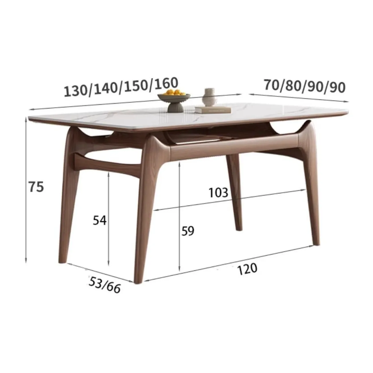 Скандинавский мраморный обеденный стол из массива дерева  LanLan 35907-29