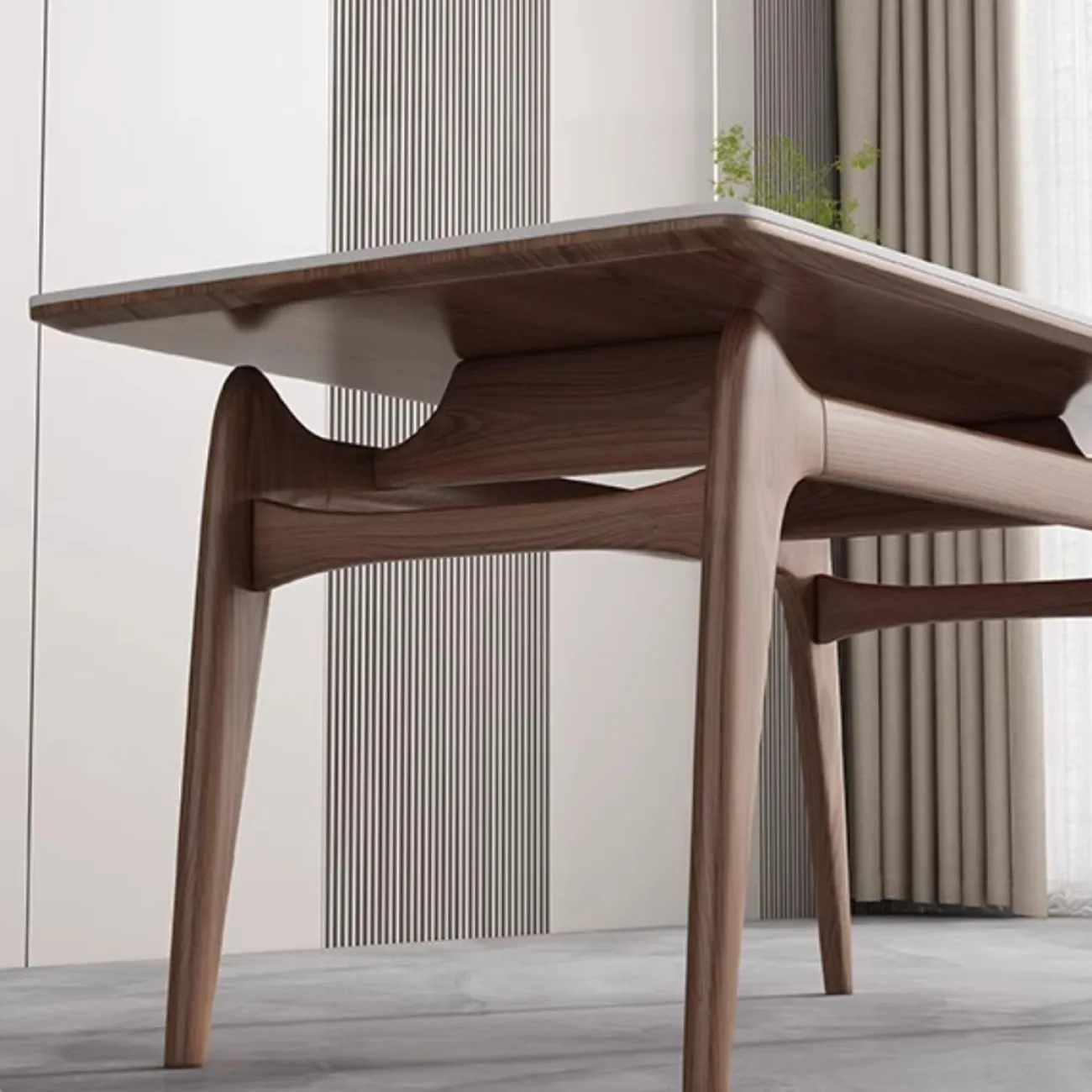 Скандинавский мраморный обеденный стол из массива дерева  LanLan 35907-29