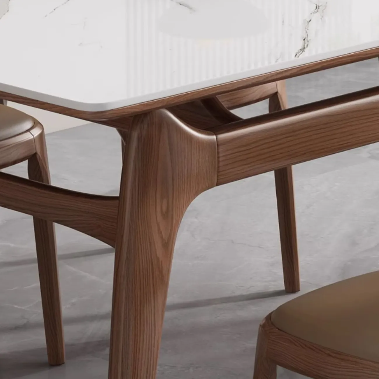 Скандинавский мраморный обеденный стол из массива дерева  LanLan 35907-29