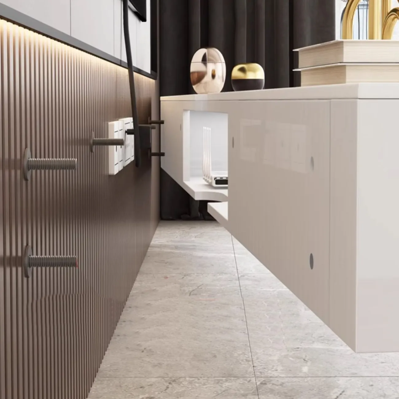 Подвесной ТВ-шкаф из массива дерева LanLan 35910-29