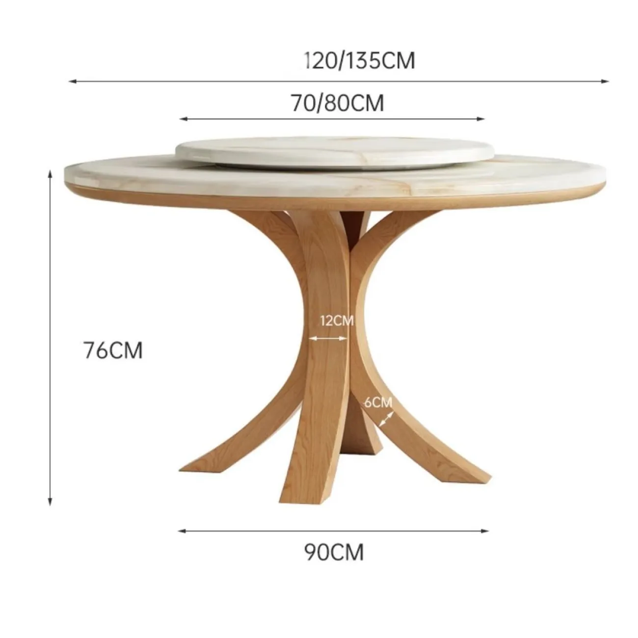 Круглый обеденный стол из цельного дерева LanLan 35911-29