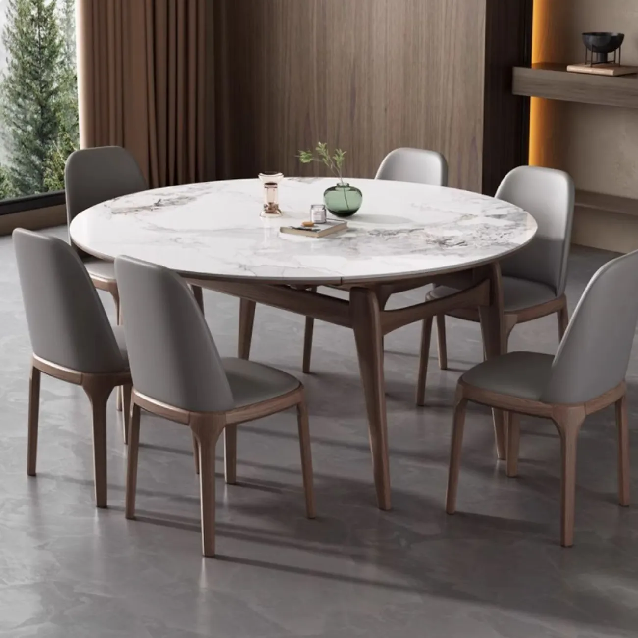 Выдвижной круглый обеденный стол LanLan 35913-29