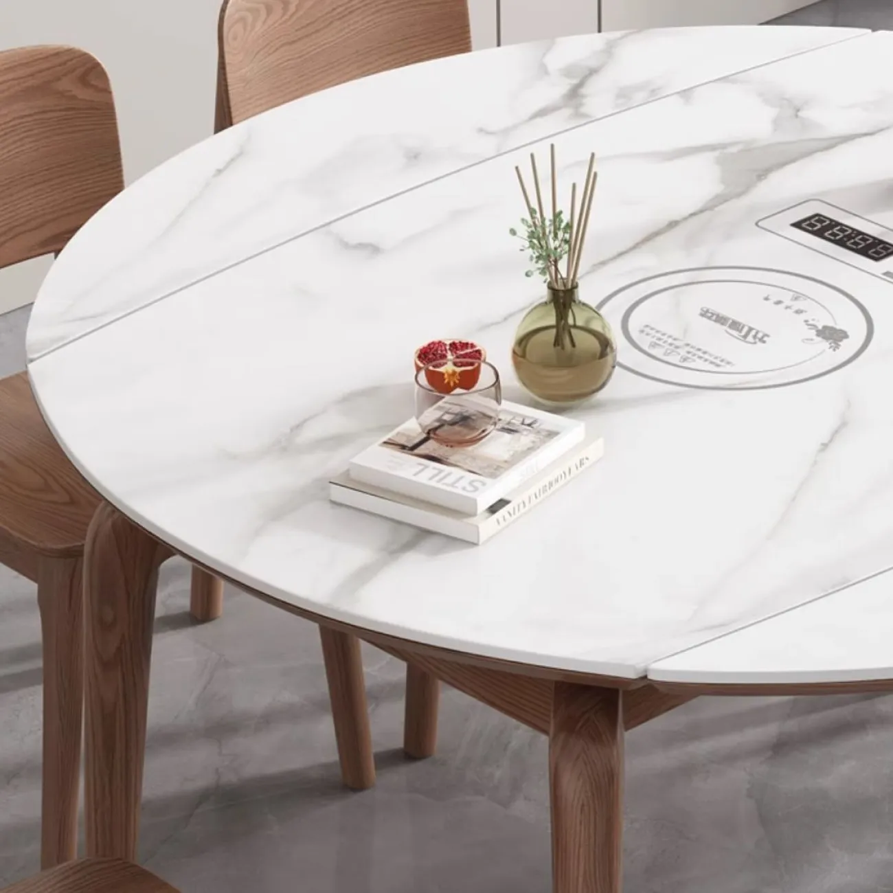 Обеденный стол из натурального камня с индукционной плитой LanLan 35916-29 Обеденный стол из натурального камня с индукционной плитой LanLan 35916-29