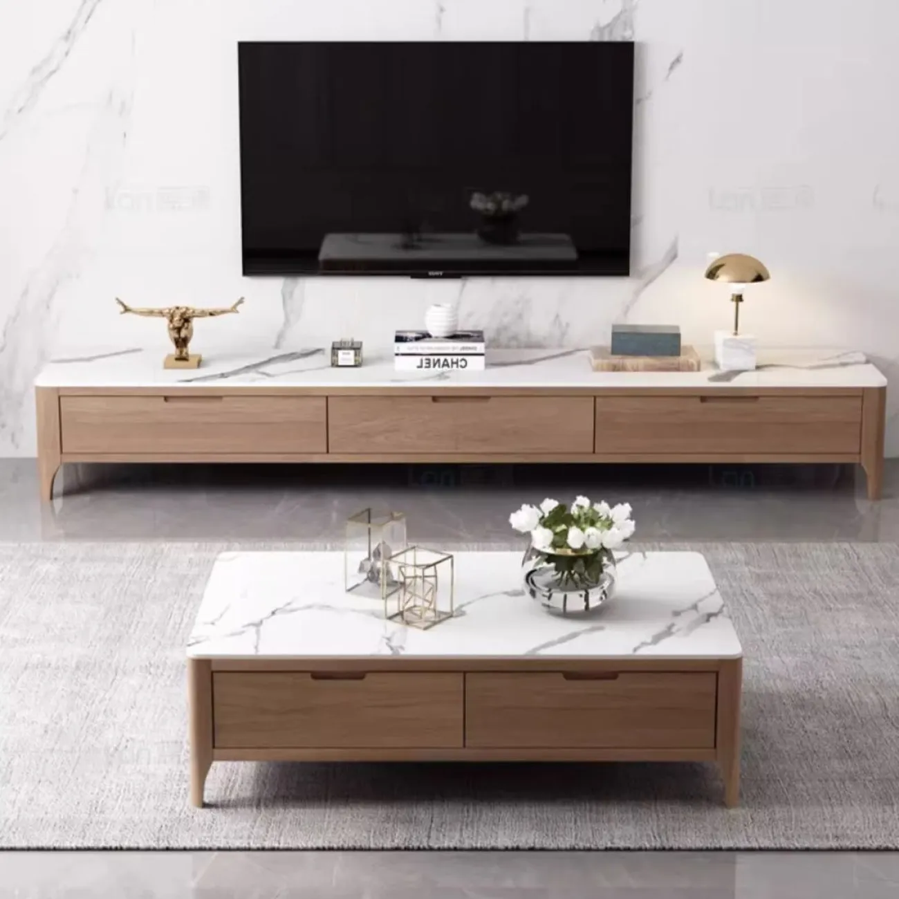 Современный ТВ-шкаф из цельного дерева LanLan 35917-29