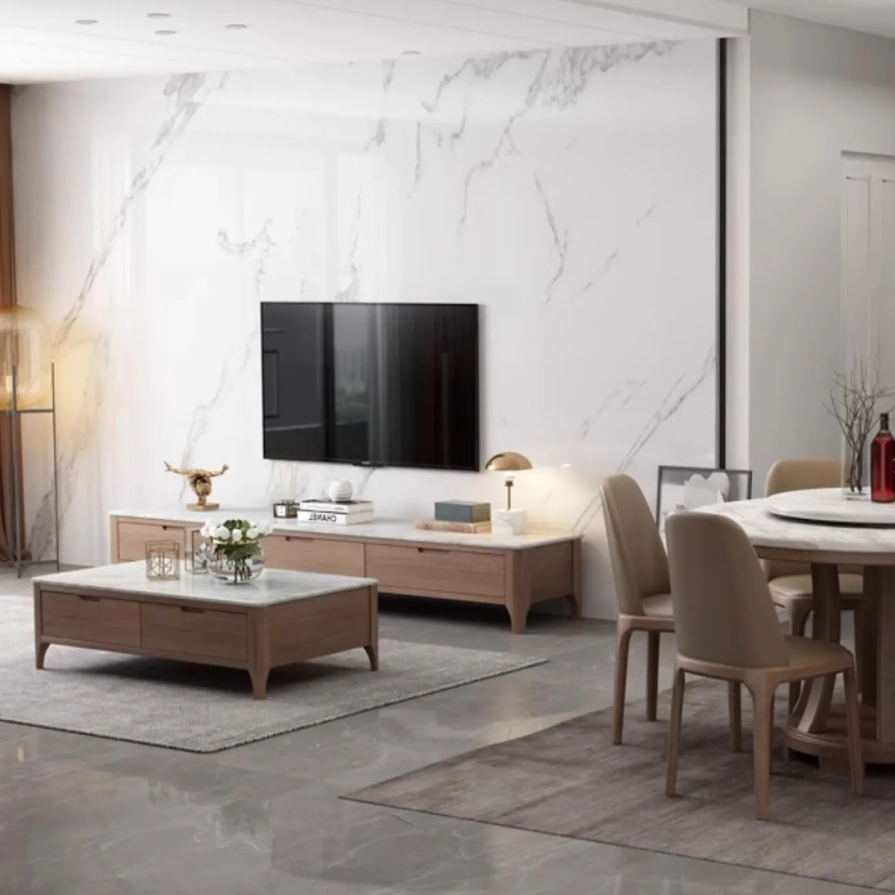 Современный ТВ-шкаф из цельного дерева LanLan 35917-29