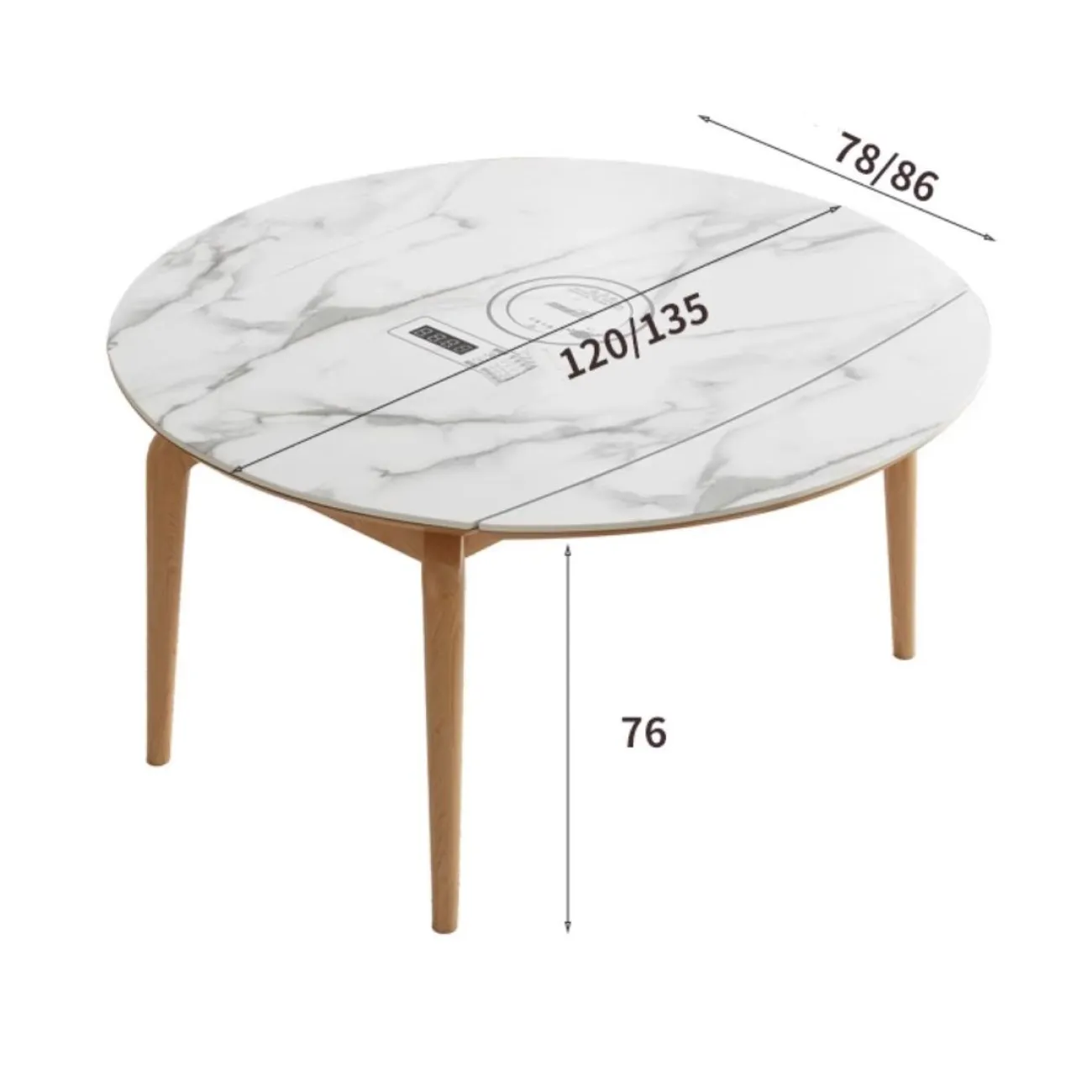 Выдвижной обеденный стол с индукционной плитой из массива дерева LanLan 35921-29