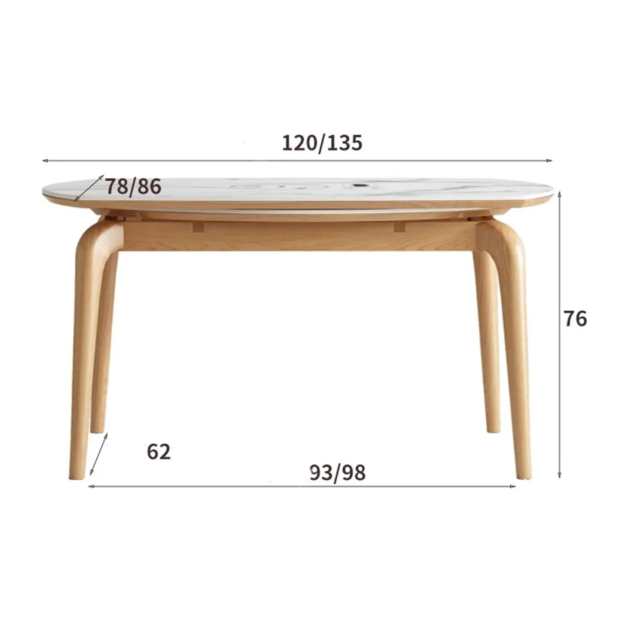 Выдвижной обеденный стол с индукционной плитой из массива дерева LanLan 35921-29