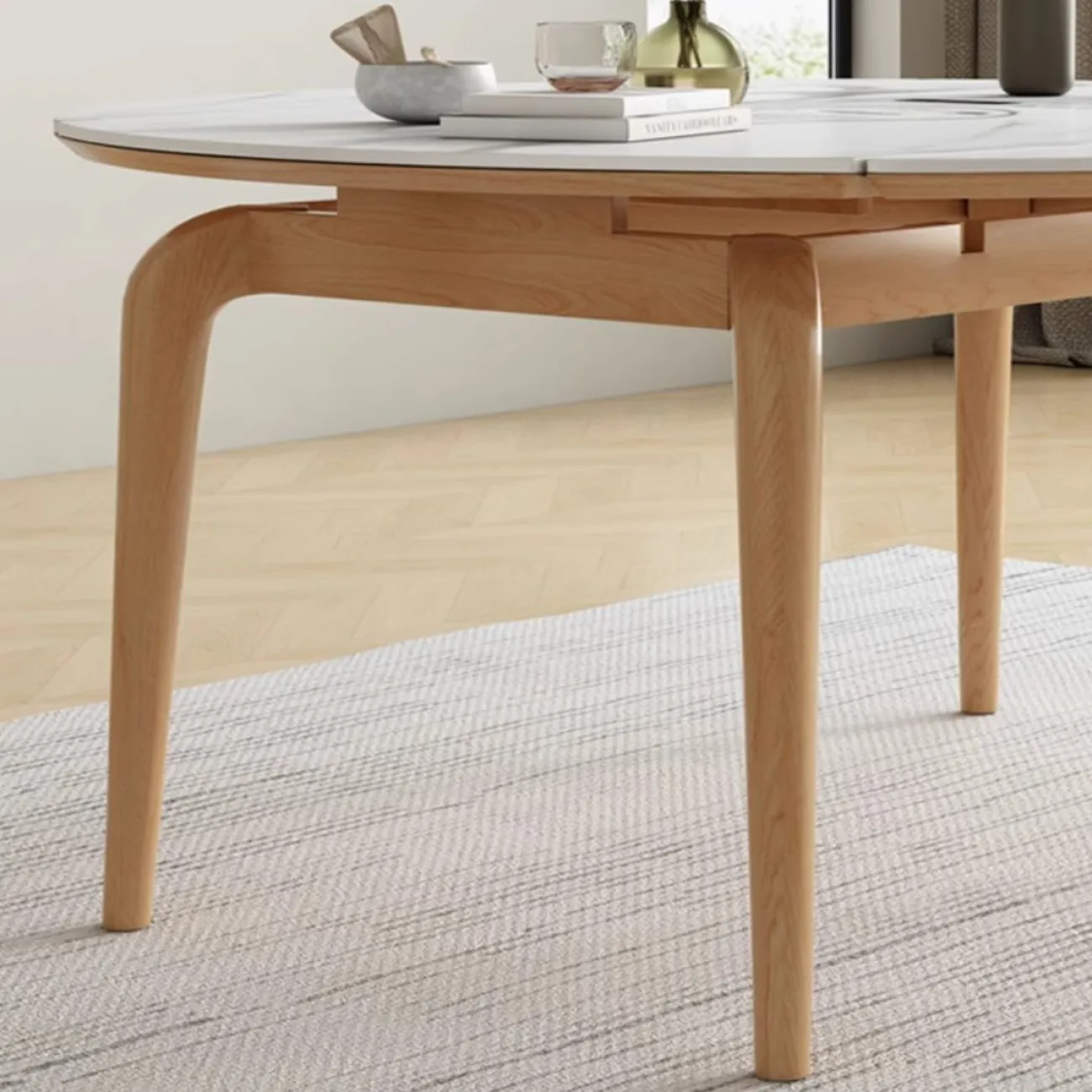 Выдвижной обеденный стол с индукционной плитой из массива дерева LanLan 35921-29