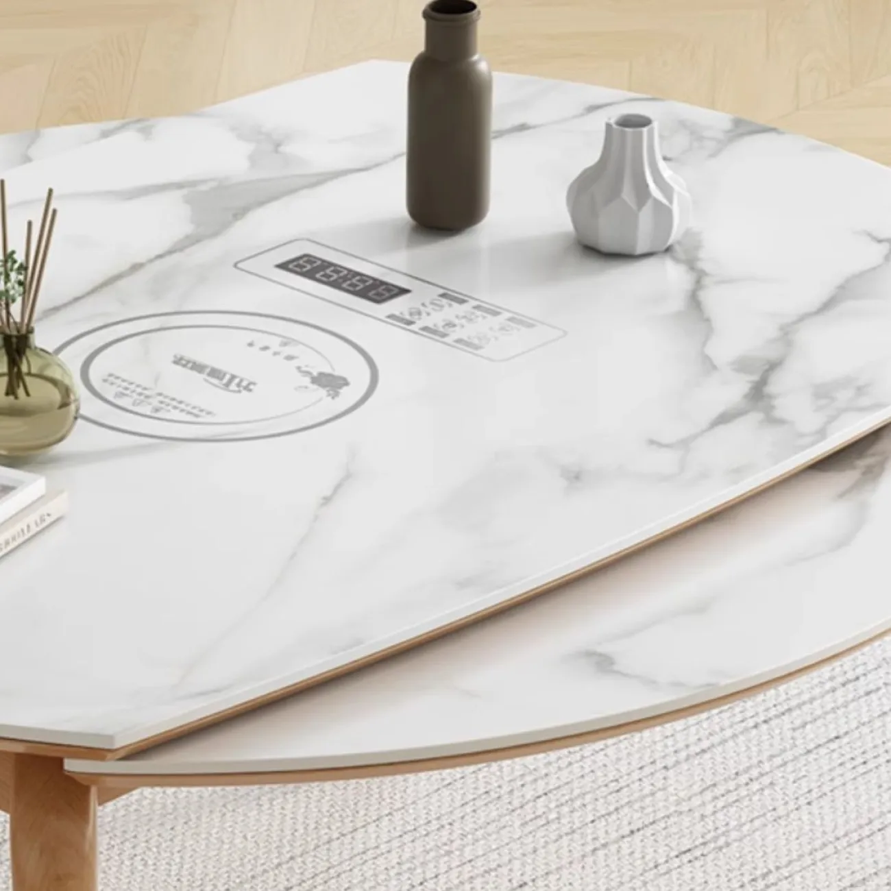 Выдвижной обеденный стол с индукционной плитой из массива дерева LanLan 35921-29