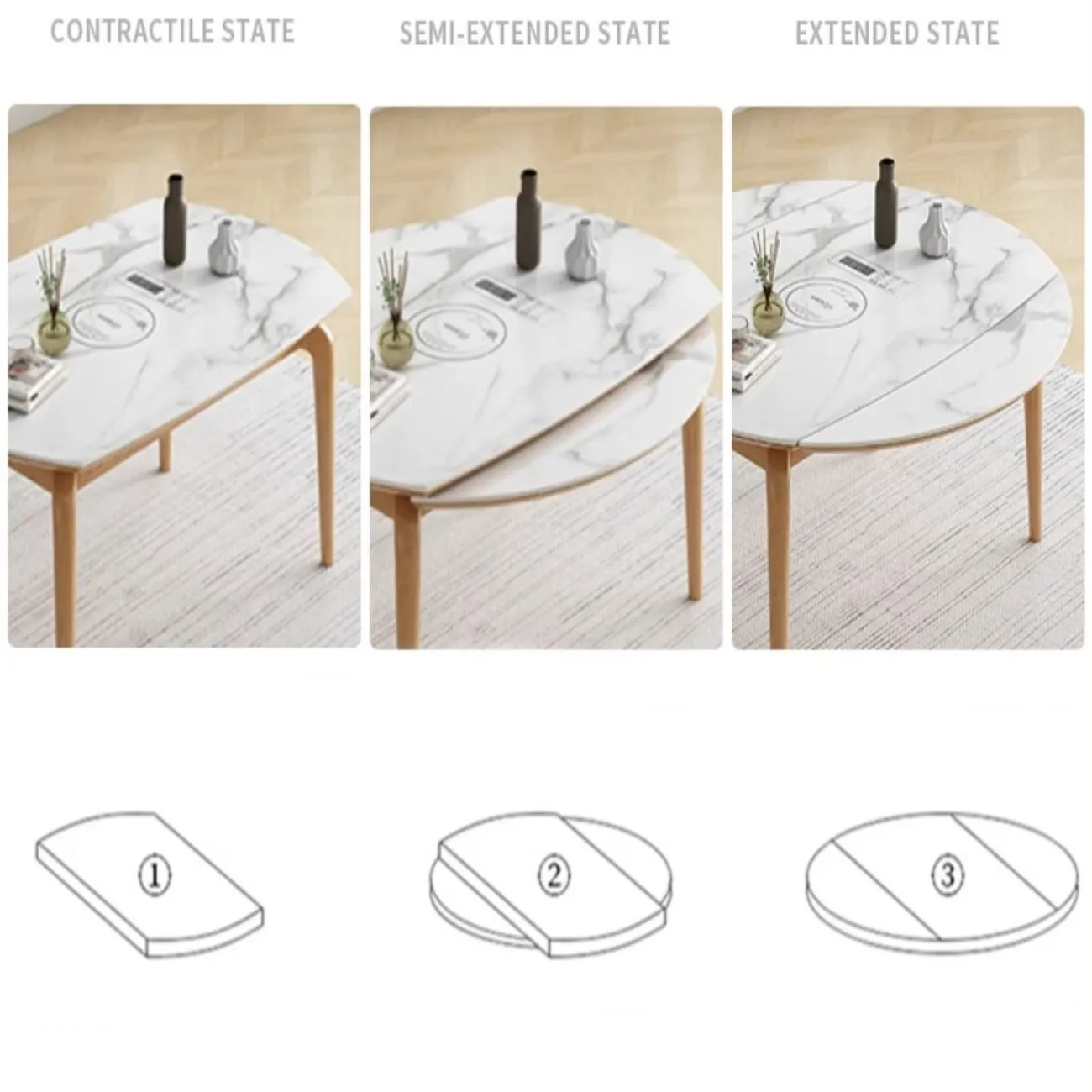 Выдвижной обеденный стол с индукционной плитой из массива дерева LanLan 35921-29