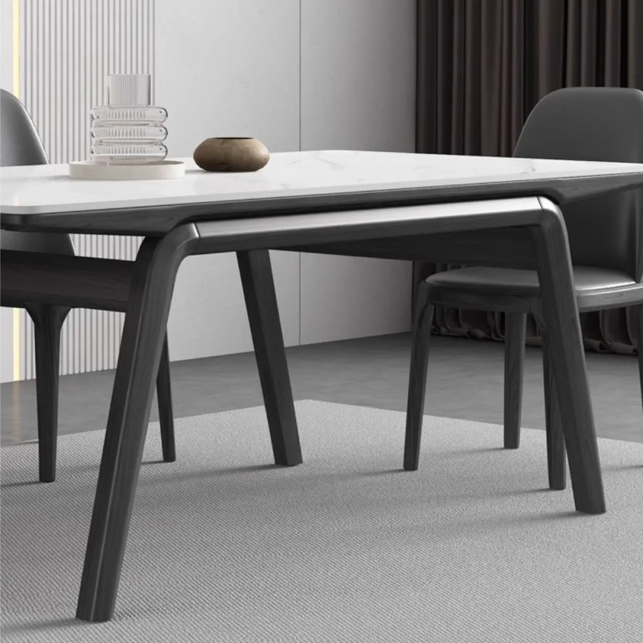 Обеденный стол из массива дерева и мрамора LanLan 35923-29