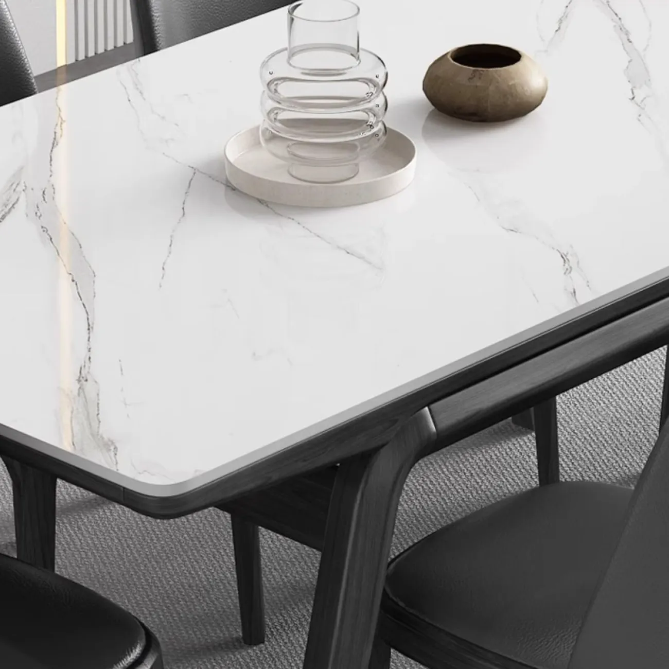 Обеденный стол из массива дерева и мрамора LanLan 35923-29