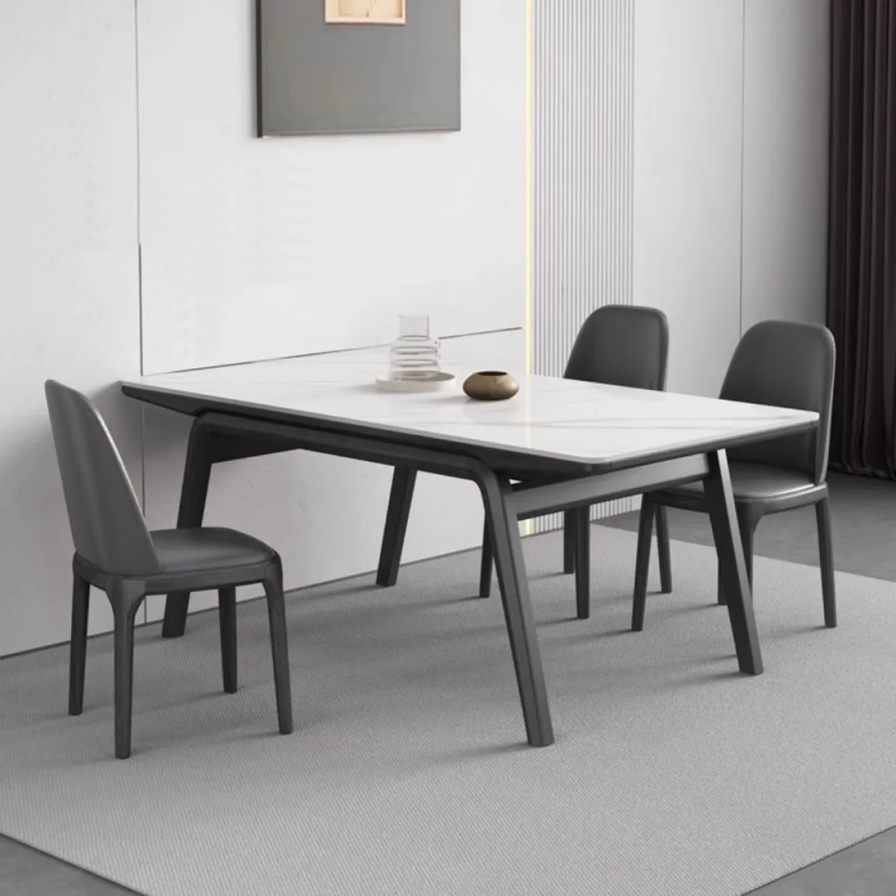 Обеденный стол из массива дерева и мрамора LanLan 35923-29