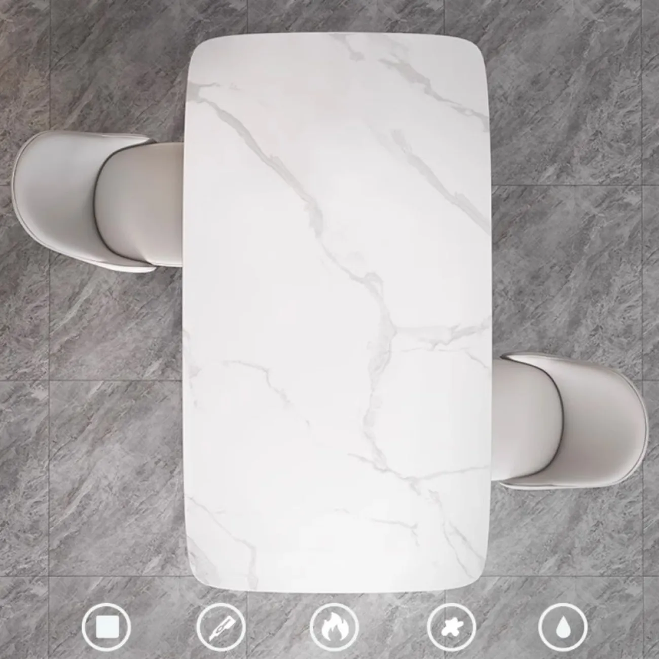 Обеденный стол из массива дерева и каменной плиты LanLan 35927-29