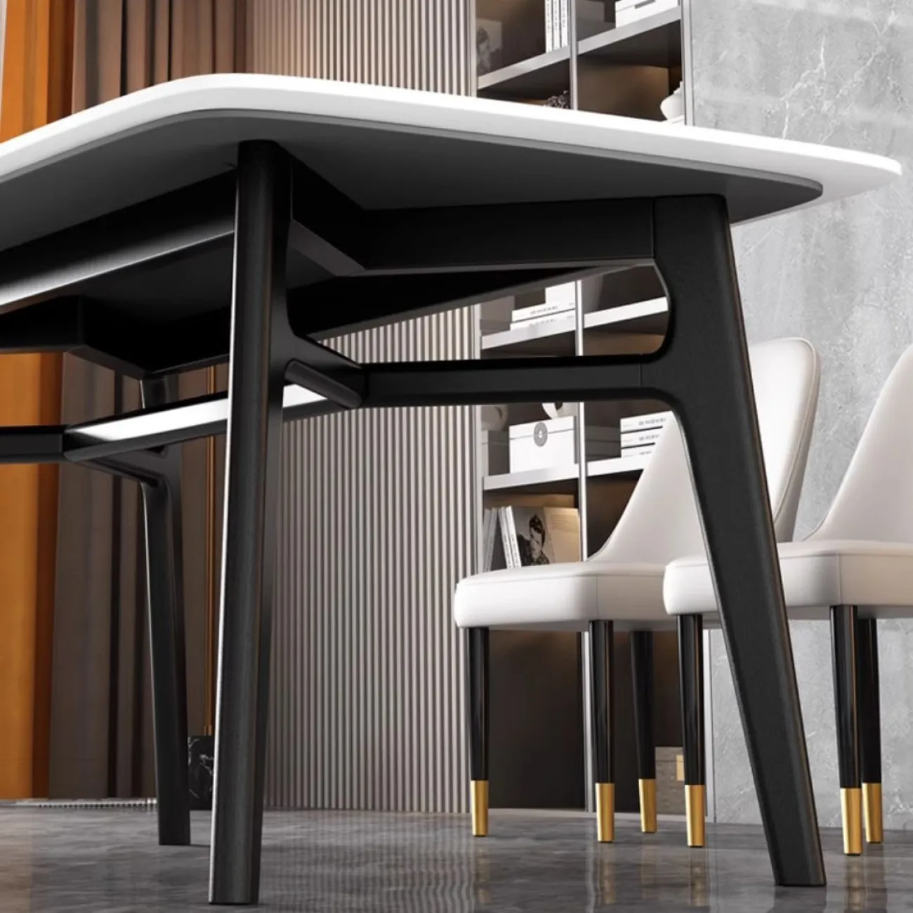 Обеденный стол из массива дерева и каменной плиты LanLan 35927-29