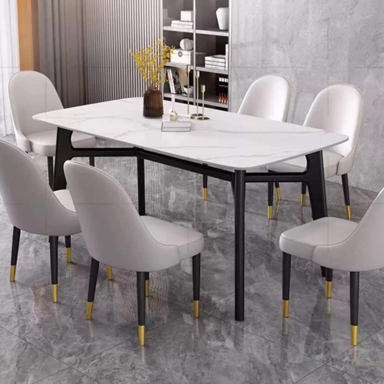 Обеденный стол из массива дерева и каменной плиты LanLan 35927-29