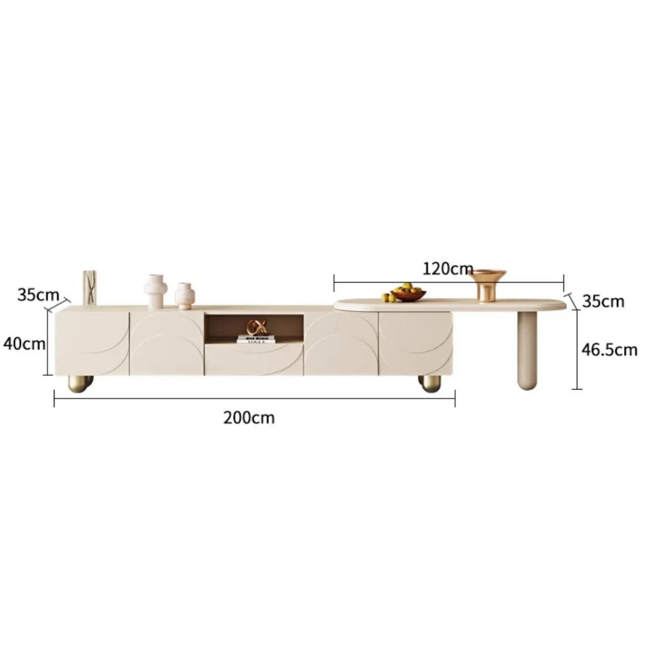 Роскошный кремовый ТВ-шкаф LanLan 35928-29
