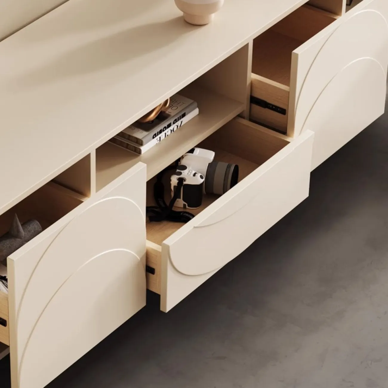 Роскошный кремовый ТВ-шкаф LanLan 35928-29