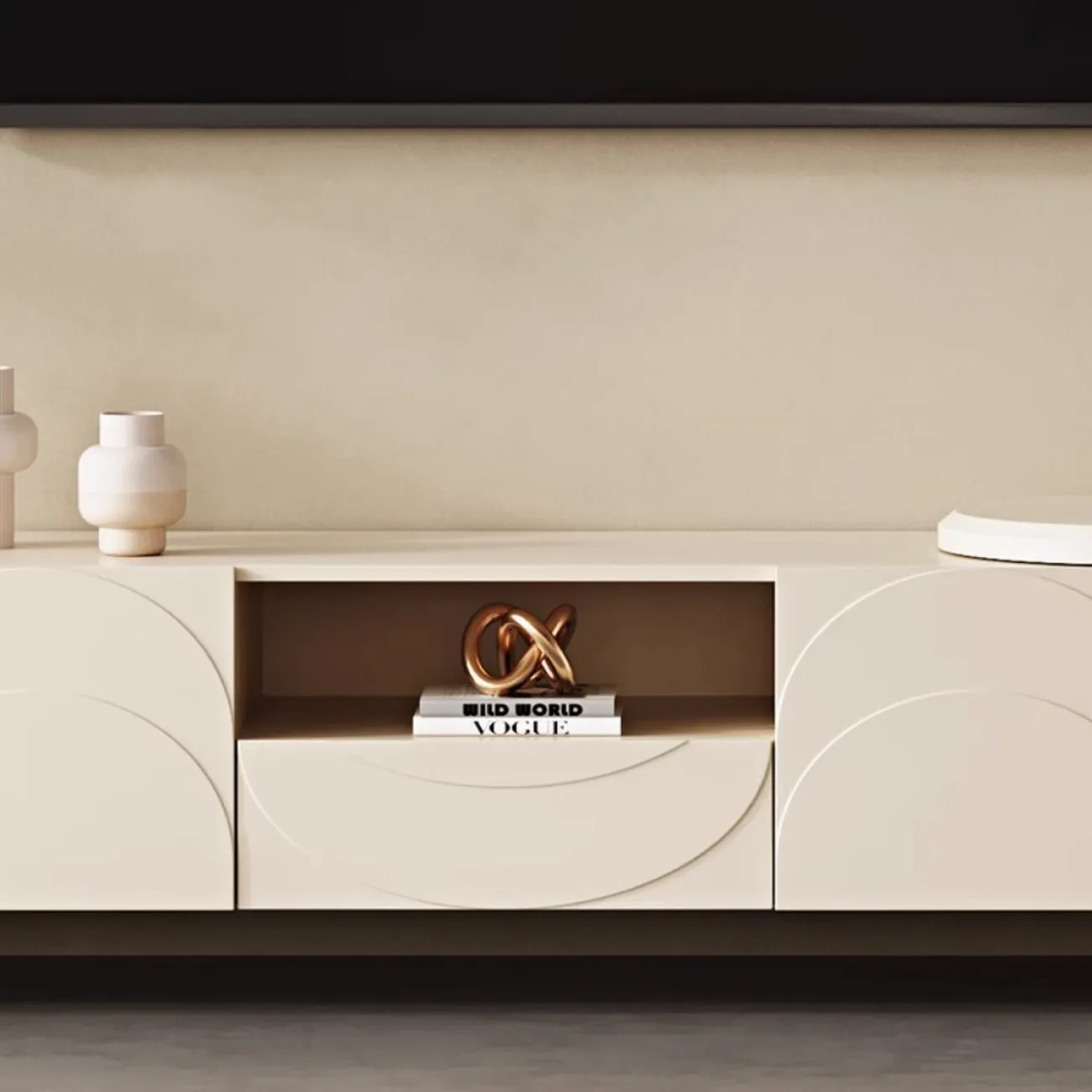 Роскошный кремовый ТВ-шкаф LanLan 35928-29