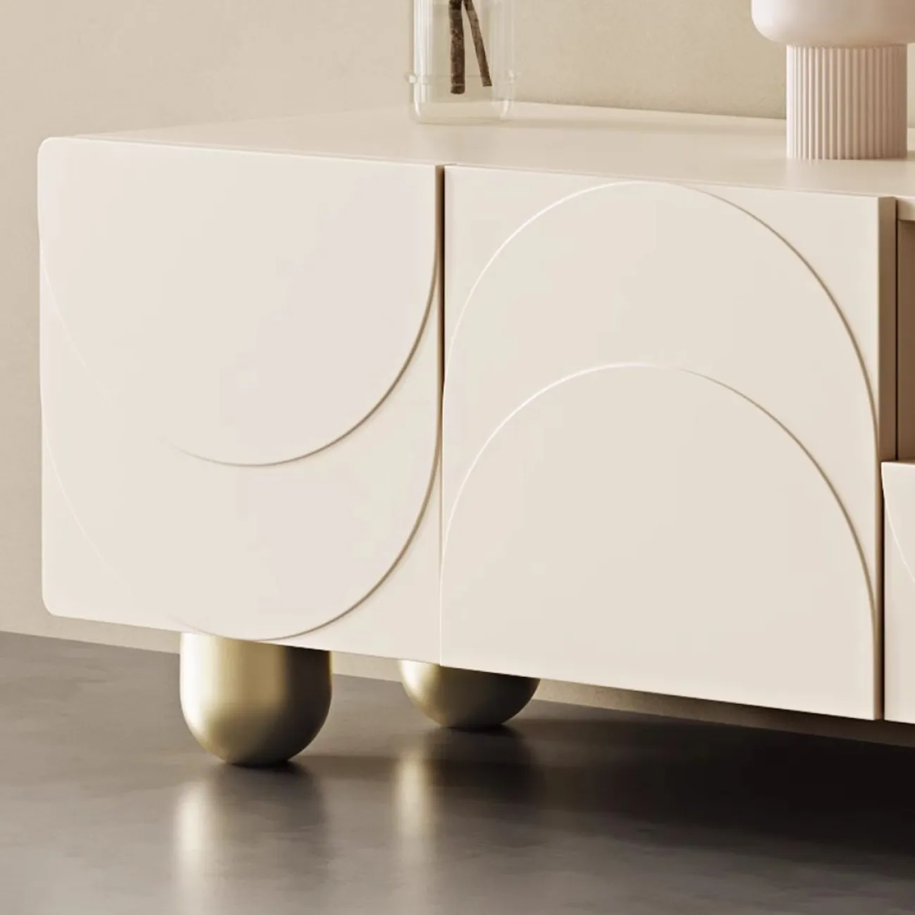 Роскошный кремовый ТВ-шкаф LanLan 35928-29