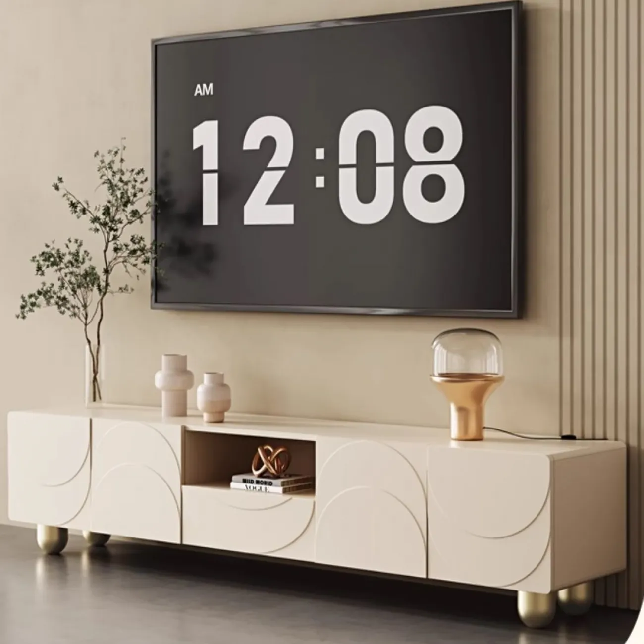 Роскошный кремовый ТВ-шкаф LanLan 35928-29