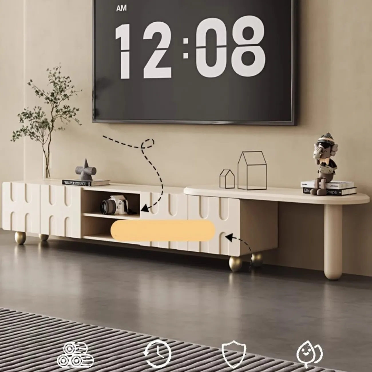 Роскошный ТВ-шкаф в кремовом стиле LanLan 35929-29