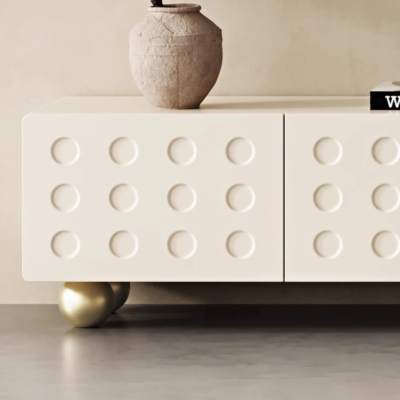 Деревянный шкаф для телевизора в бело-кремовом стиле LanLan 35930-29