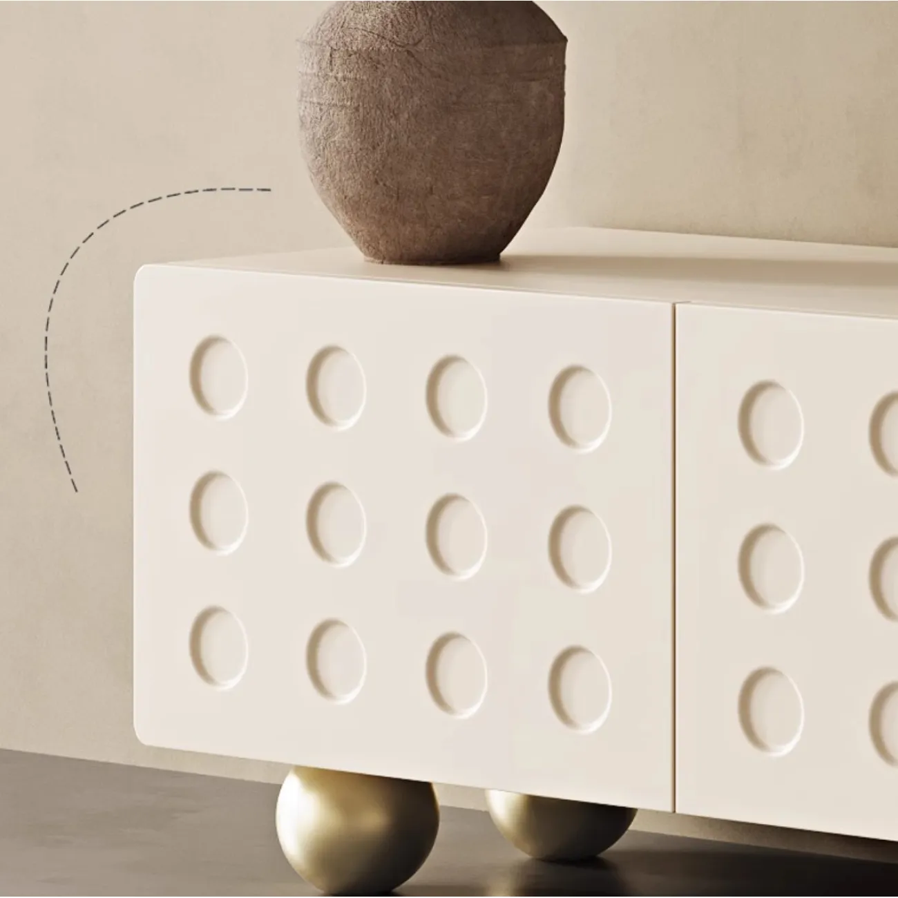 Деревянный шкаф для телевизора в бело-кремовом стиле LanLan 35930-29